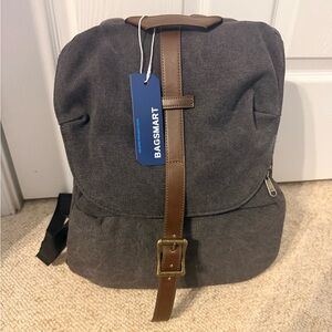 BAGSMART Men's Charcoal Backpack with Brown Straps